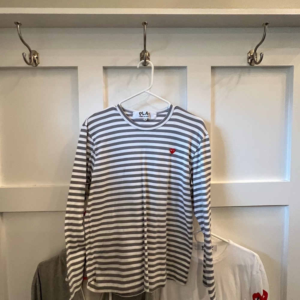 Striped red heart long sleeve PLAY Tee